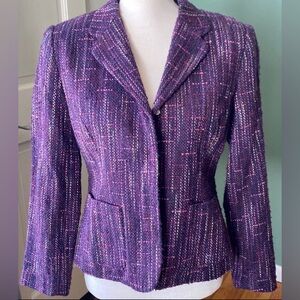 Sag Harbor Petite Purple tweed blazer jacket, Size 6P